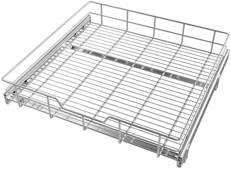 Pull Out Cabinet Organizer 24" W X 22" D, Chromed, Full Slide Out Drawers by STORKING