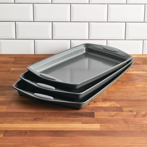 Rachael Ray Bakeware Nonstick Cookie Pan Set, Baking Pans Set, 3 Piece - Image 3