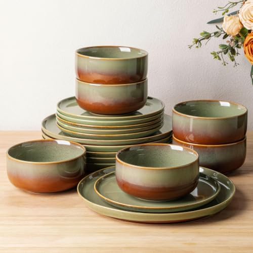 TheTerra Ceramic Dinnerware Set for 6, 18-Piece Plates and Bowls Set by TheTerra