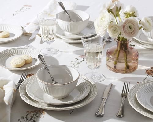 Lenox French Perle Groove White All-Purpose Bowls, Salad Bowl Set for 4 - Image 4