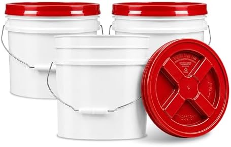 ePackageSupply 3.5 Gallon Bucket, Food-Grade w/Lid, BPA-Free, Red, 3 Packs by ePackageSupply