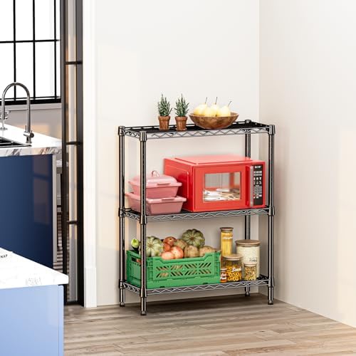 IZEUK 3-Tier Heavy Duty Steel Storage Shelves, Metal Shelf Wire Shelving Rack for Pantry, Kitchen, Home or Office Organization (29.5" W x 13.8" D x 35.5" H, 750LBS, Black) - Image 6