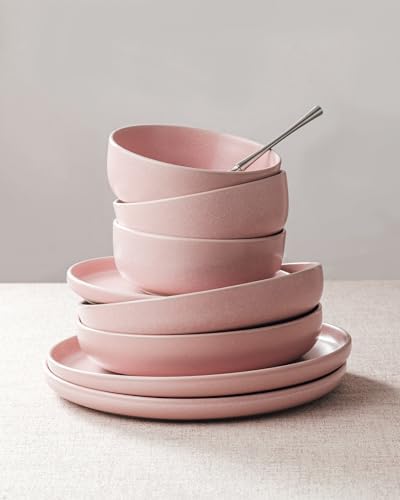 Famiware Milkyway 24-Piece Stoneware Dinnerware Set, Light Pink - Image 6