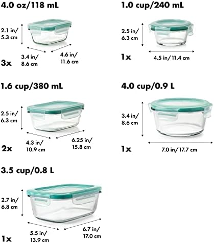 OXO Good Grips 16-Piece Glass Smart Seal Airtight Everyday Container Set - Image 2