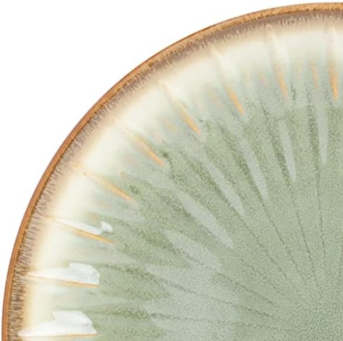 Gibson Elite Mayfair Bay 16-Piece Embossed Double Bowl Dinnerware Set, Service for 4 – Green Stoneware Plates and Bowls - Image 4
