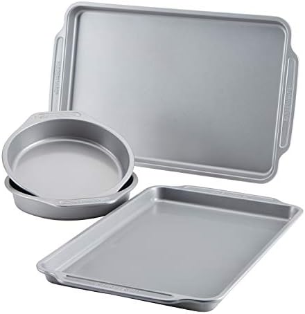 Farberware Nonstick Bakeware Set Includes Baking Cake Pans and Cookie Sheets, 4 Piece, Gray by Farberware