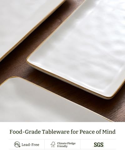 Famiware Serving Platters Set of 3 Sizes - Rectangular, Matte White - Image 5