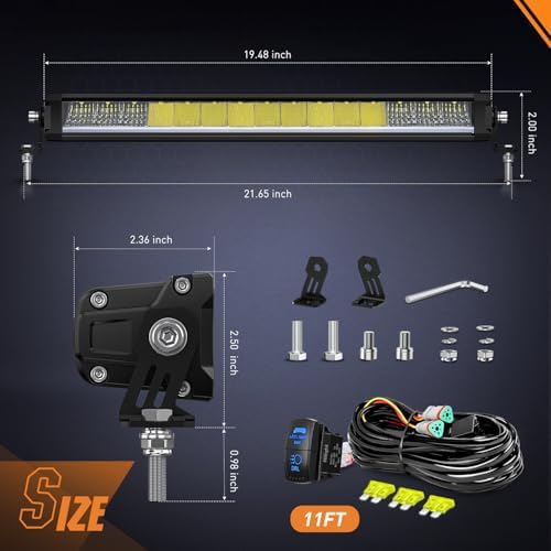 Nilight LED Light Bar with Amber DRL 19.5 Inch 75W Single RowLight - Image 2