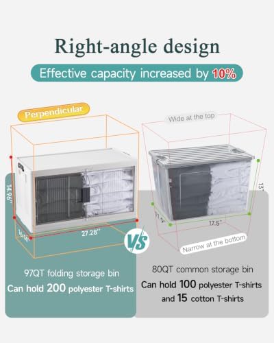 OlarHike 97QT Storage Bins with Lids for Closet, Office, Shelves, 4 Pack - Image 5
