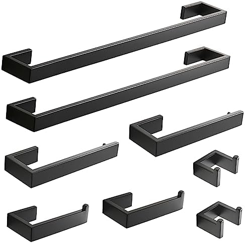 Fapully 8 Piece Bathroom Hardware Accessories Set Matte Black by Fapully
