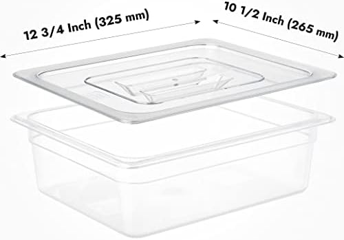 CURTA 6 Pack NSF Food Pan Cover, 1/2 Size Clear Polycarbonate Lid with Handle for Commercial Food Pan, Dishwasher & Freezer Safe Plastic Clear - Image 2