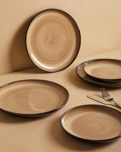 Pokini Stoneware Dinnerware Sets for 4, 12pcs Plates and Bowls Sets Dishes - Image 6