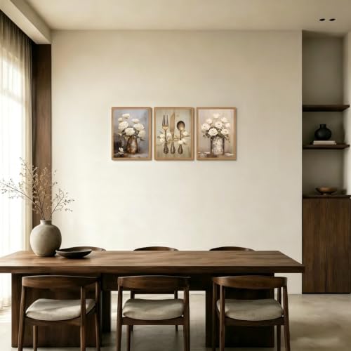 Doqueodas Vintage Countryside Kitchen Wall Art Set, 3 Framed Prints 12x16 - Image 3