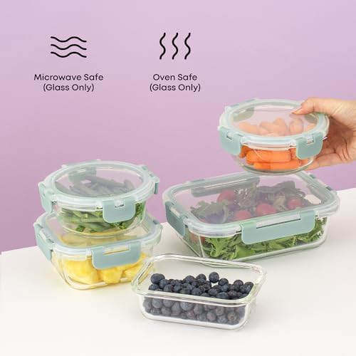JoyJolt 24pc Borosilicate Glass Storage Containers with Lids | 12 Airtight/Freezer Safe Food Storage Containers for Pantry and Kitchen | Meal Prep Container for Lunch | Glass meal Set - Image 6