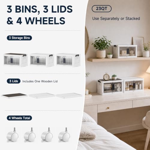 OlarHike 23QT Storage Bins with Lids for Closet, Office, Room, 3 Pack - Image 4