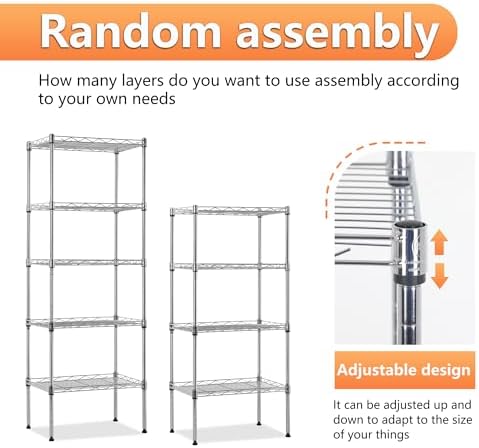 BestOffice | 5-Tier Wire Shelf | 17" x 12" x 48" | Chrome - Image 6
