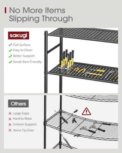 Sakugi 5-Tier Garage Shelving Unit - Heavy-Duty Metal Storage Shelves, Anti-Tip with Leveling Feet, Stable Storage for Kitchen, Pantry and Living Room Organization (Black, 30.7" x 10.6" x 58") - Image 4