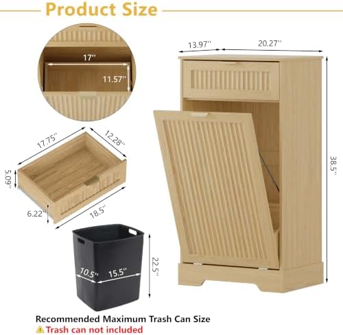 Single 13 Gallon Tilt Out Trash Can Cabinet,Garbage Cabinet with Drawer - Image 2