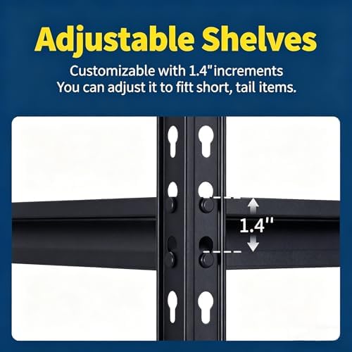 Heavy Duty Garage Storage Shelves, 5-Tier Metal Adjustable Shelving Unit, Storage Shelving with 2500 LBS Capacity for Kitchen Pantry Basement Bathroom Laundry, 36" l x 18" w x 72" h - Image 6