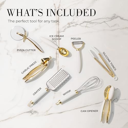 Styled Settings White & Gold Cooking Utensils Set, 8-Piece - Image 2