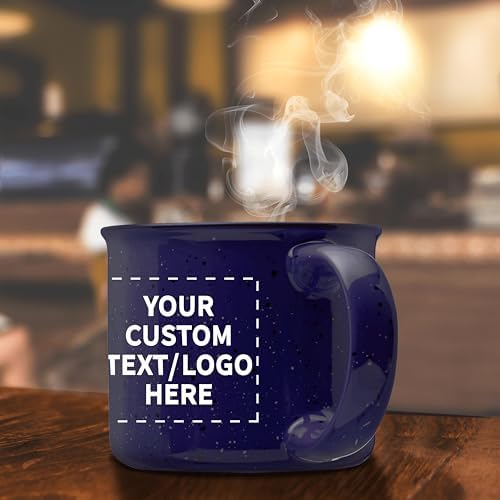 DISCOUNT PROMOS Custom Ceramic Campfire Coffee Mugs 13 oz. Set of 1, Personalized- Perfect for Tea, Espresso, Cappuccino, Hot Cocoa - Blue - Image 5