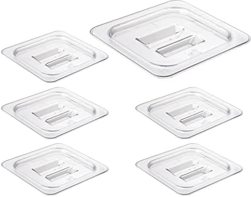 CURTA 6 Pack NSF Food Pan Cover, 1/6 Size Clear Polycarbonate Lid with Handle for Commercial Food Pan, Dishwasher & Freezer Safe Plastic Clear by CURTA