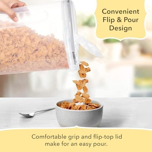 Simply Gourmet Airtight Cereal Containers with Lids – 3 Piece Tall Kitchen Pantry Organization Set, BPA-Free Clear Plastic, Pour Spout Lids for Breakfast Cereal, Rice, Flour, Sugar, Snacks - Image 6