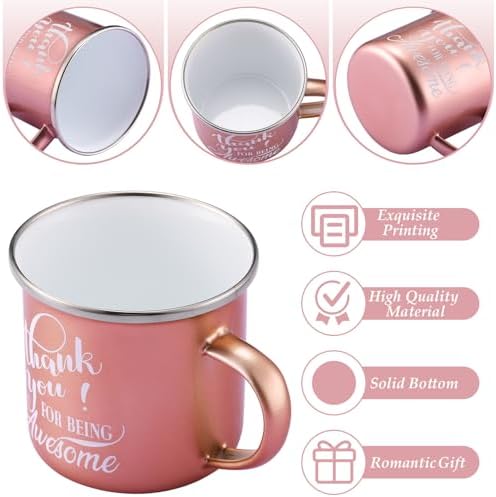 Sliner 20 Pcs Thank You Gifts 12oz Enamel Coffee Mugs Bulk with Handle, Thank You for Being Awesome Cups Employee Appreciation Gift for Teacher Coworker Friend(Rose Gold) - Image 4