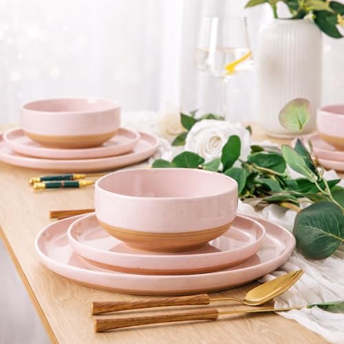 AmorArc Dinnerware Sets for 4, 12 Pieces Ceramic Plates and Bowls Set - Image 6