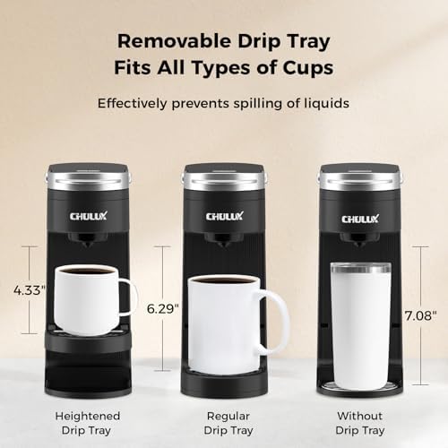 CHULUX Slim Single Serve Coffee Maker for K Cup, Fast Brewing, Matte Black - Image 2