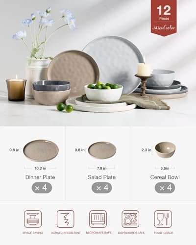 Famiware Mars Stoneware Dinnerware Set for 4, Multi-color - Image 2