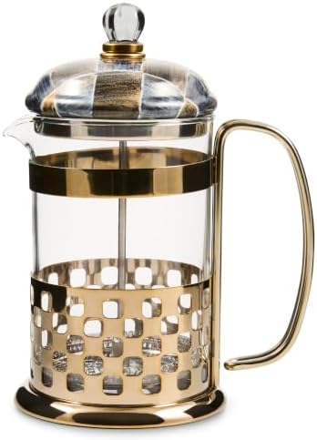 MACKENZIE-CHILDS Glass Coffee French Press, Bronze-and-Gray Sophisticheck by Unknown