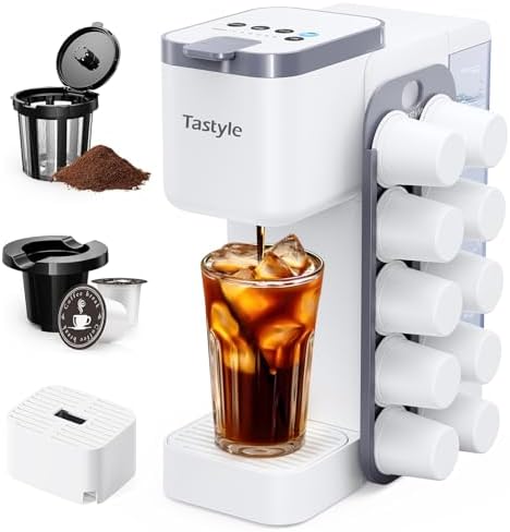 Tastyle Hot & Iced Coffee Maker with Magnetic K-Pod Holder, Fits 7.3'' Mug by Tastyle