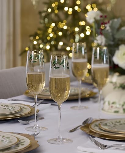 Lenox Holiday Decal Champagne Flutes, 11oz, Christmas Set of 4 - Image 4