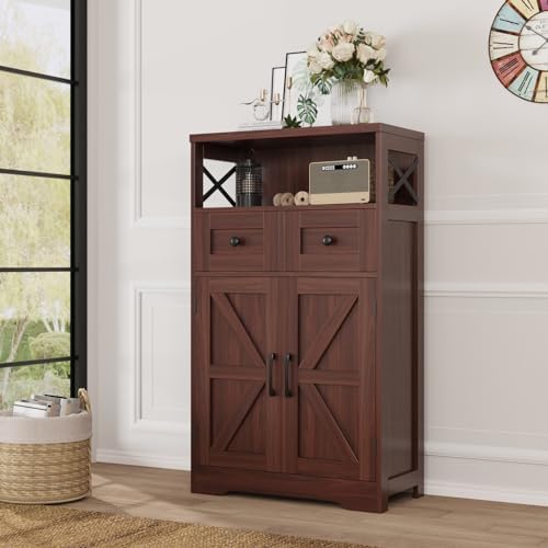 Farmhouse Storage Cabinet Set of 2, Small Kitchen Pantry Coffee Bar Cabinet - Image 4