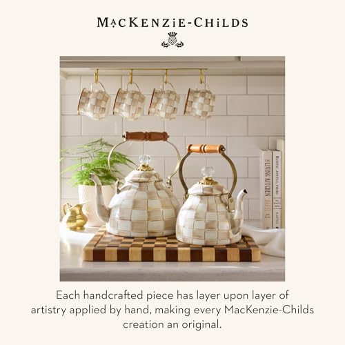 MACKENZIE-CHILDS Tea Kettle, 3 Quarts, Brown-and-White Mocha Check - Image 6