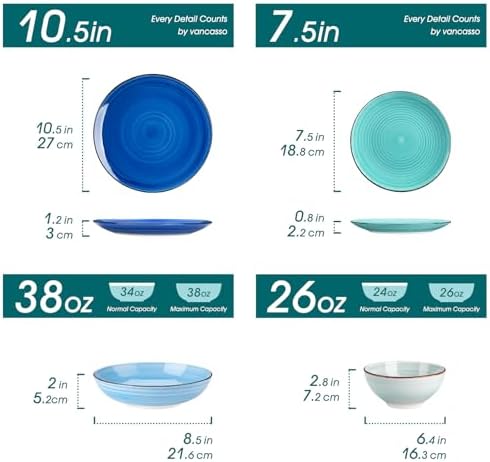 vancasso Bonita Stoneware Dinnerware Sets, 24 Pieces Dishes Set for 6 - Image 2