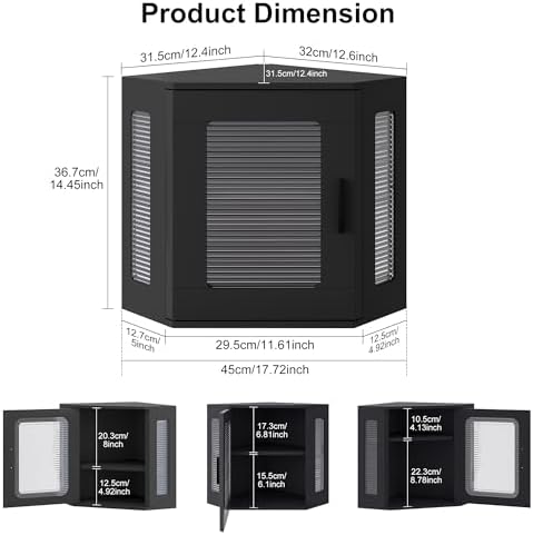 TQVAI Bread Box for Kitchen Countertop Large Corner Bread Loaf Storage Container Double Layer Wooden Bread Boxes Bin Farmhouse Pantry Shelf with Acrylic Window, Black - Image 3