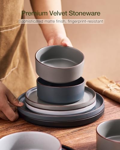Famiware Nebula Ridge 16-Piece Dinnerware Set with Pasta Bowls, Multi-color - Image 5