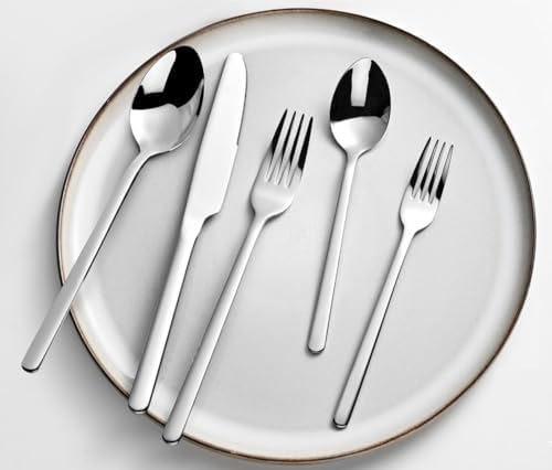 KINGSTONE Silverware Set, 5 Piece Flatware Cutlery Set for 1, 18/10 Stainless Steel Silverware Mirror Polished Dishwasher Safe for Home, Restaurant, Wedding, Party(Silver, 5 pieces for 1) - Image 5