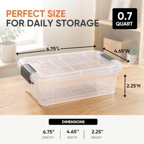 Superio 0.7 Quart Mini Clear Plastic Storage Container with Lid, Stackable Small Organizer Box for Crayons, Art Supplies, Beads, Sewing, Stationery & Food Storage, 8 Pack - Image 3
