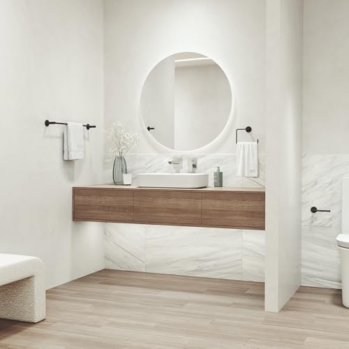 VIGO Cass 3 Pieces Bathroom Hardware Set, 24 inch Towel Bar, Hand Towel Holder, Toilet Paper Holder Wall Mounted, Stainless Steel Bath Accessory Set Matte Black Finish - Image 4