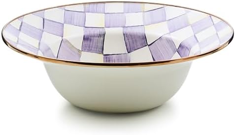 MACKENZIE-CHILDS Enamel Serving Bowl, Purple-and-White Violet Check by Unknown