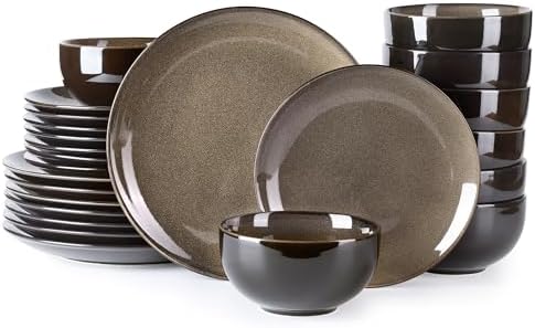 LeRatio Ceramic Dinnerware Sets for 8,24Pcs Porcelain Plates and Bowls Set by LeRatio