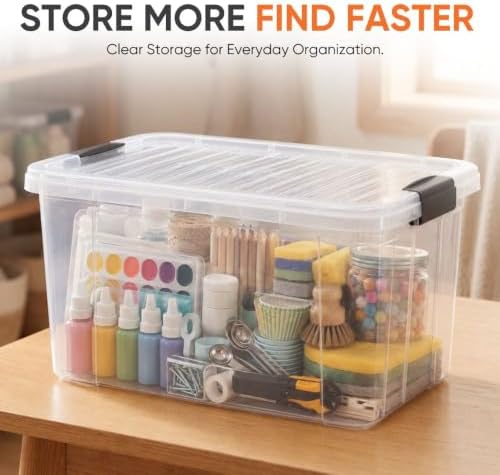 Superio 14.7 Quart Clear Plastic Storage Boxes with Lids, Stackable Organizer Containers, BPA-Free Storage Bins for Home, Office, School & Dorm, 3 Pack - Image 2