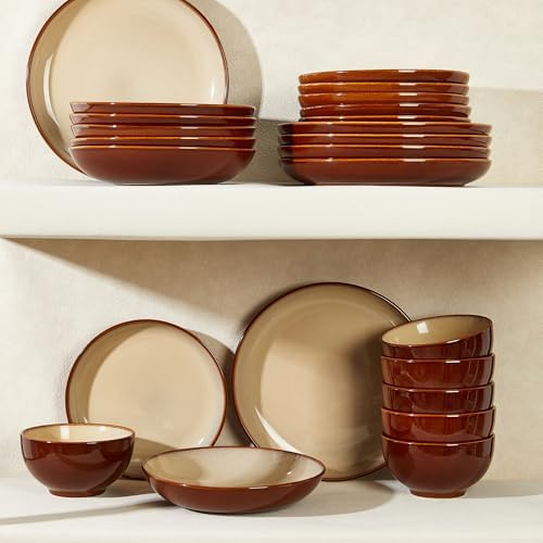 Pokini Stoneware Dinnerware Sets for 6, 24pcs Plates and Bowls Sets Dishes - Image 7