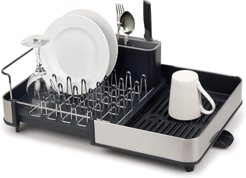 Joseph Joseph Extendable Dish Drying Rack with Dual Parts - Stainless Steel, Non-Scratch, Movable Utensil Drainer & Drainage Spout, Gray by Unknown