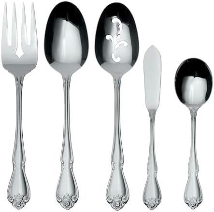 Oneida True Rose 5 Piece Everyday Flatware Serving Set by Oneida