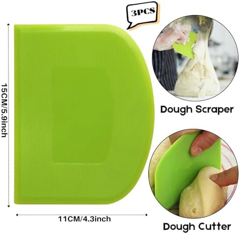SURDOCA Dough Scraper Bench Scraper - 3P 5.9x4.3" Plastic Flexible Bowl Scraper, Sharp Edge & Angles Cake Scraper. Non-Slip Bakeware Decorating Tools Sculpting & Modeling Tools - Blue+White+Pink - Image 2