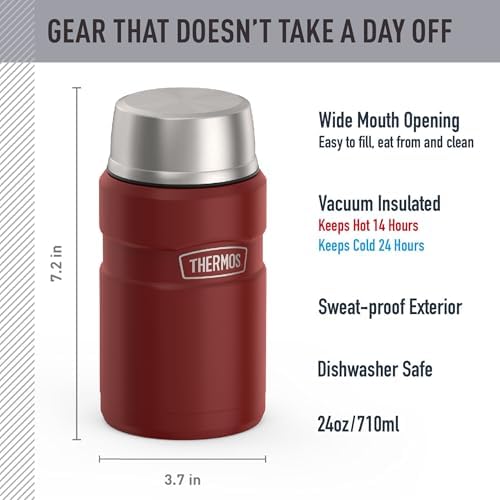 THERMOS Stainless King Food Jar with Bowl, 24oz, Matte Red - Image 2